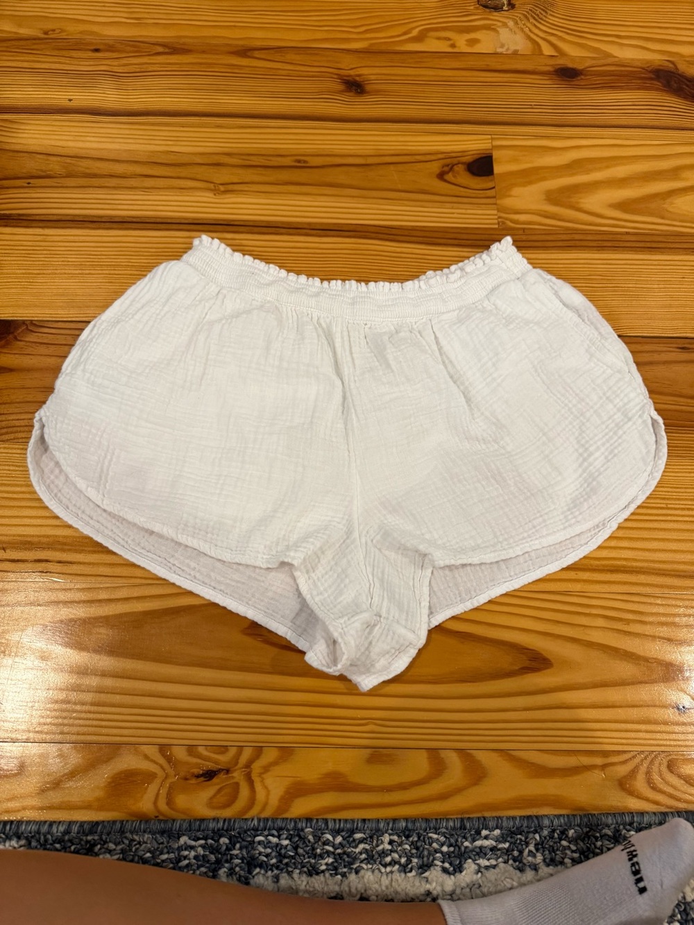 aerie White Gauze Athletic Shorts with Elastic Waist
